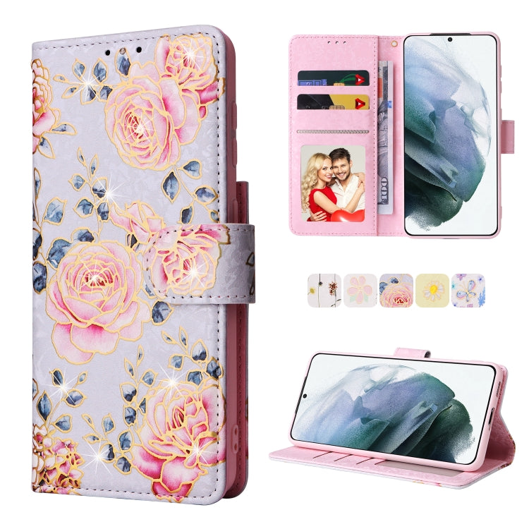 Bronzing Painting RFID Leather Case, For Samsung Galaxy S22 Ultra, For Samsung Galaxy S22 Plus, For Samsung Galaxy S22, For Samsung Galaxy S21 Ultra, For Samsung Galaxy S21 Plus, For Samsung Galaxy S21 FE 5G, For Samsung Galaxy S21 5G                  ...