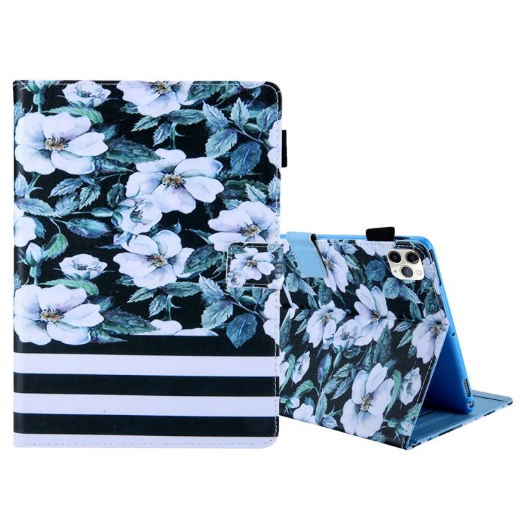 For iPad Pro 11 (2020) & (2018) Painted Pattern Tablet PC Protective Leather Case with Bracket & Card Slot & Photo Holder, Elephant Rabbit, Blue Pink Pineapple, Red Flower Pink Butterfly, Rose Flower, Red Flower Blue Butterfly, Pear Flower             ...
