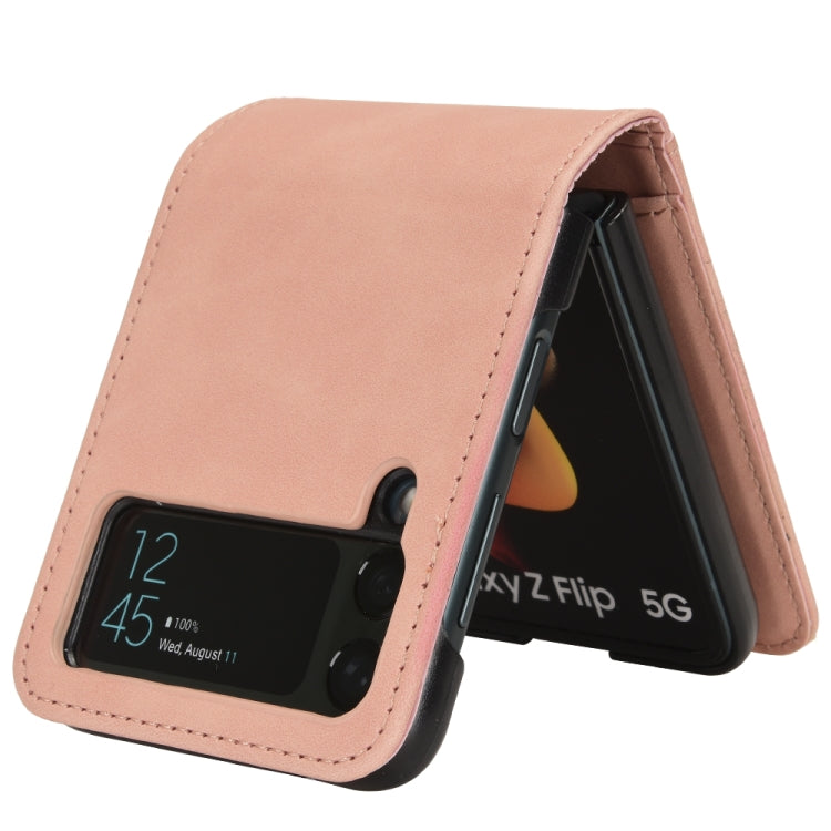 Skin-feeling Half-split External Card Slot Folding Phone Case, For Samsung Galaxy Z Flip3 5G, For Samsung Galaxy Z Flip4 5G