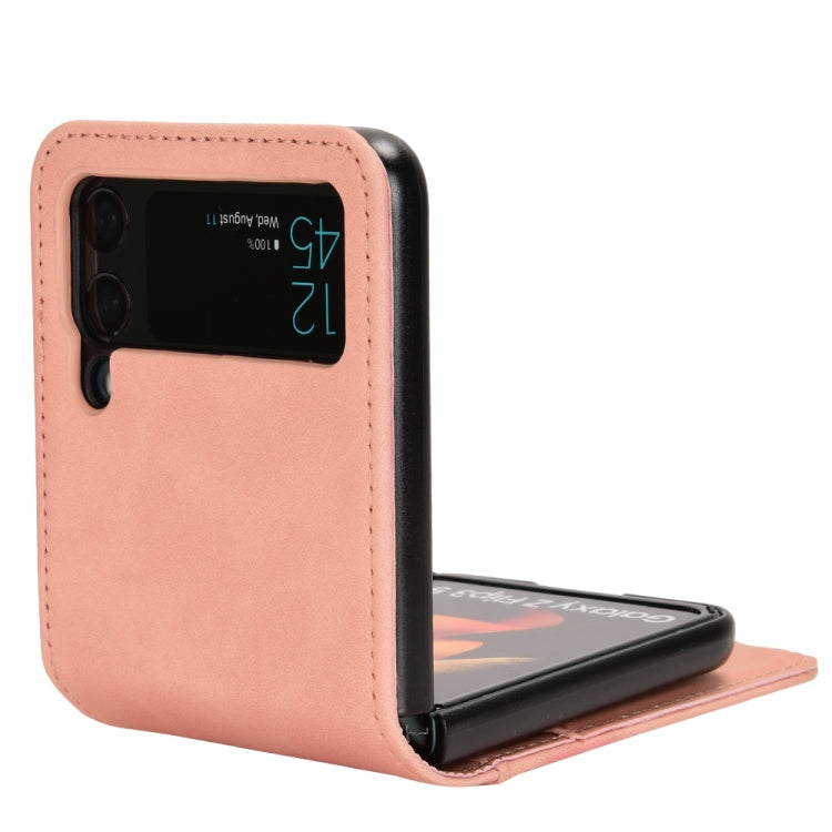 Skin-feeling Half-split External Card Slot Folding Phone Case, For Samsung Galaxy Z Flip3 5G, For Samsung Galaxy Z Flip4 5G