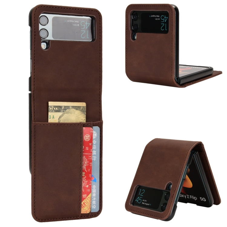 Skin-feeling Half-split External Card Slot Folding Phone Case, For Samsung Galaxy Z Flip3 5G, For Samsung Galaxy Z Flip4 5G