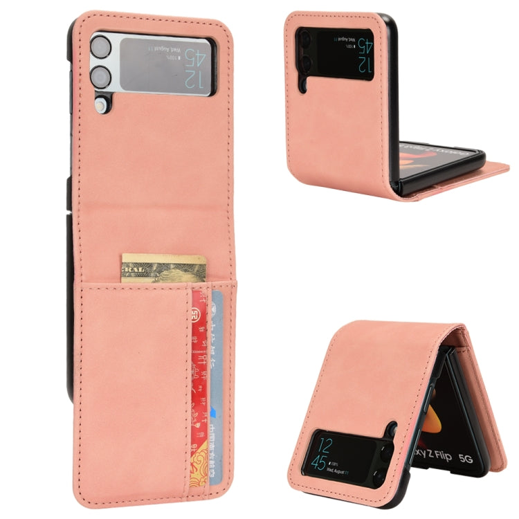 Skin-feeling Half-split External Card Slot Folding Phone Case, For Samsung Galaxy Z Flip3 5G, For Samsung Galaxy Z Flip4 5G
