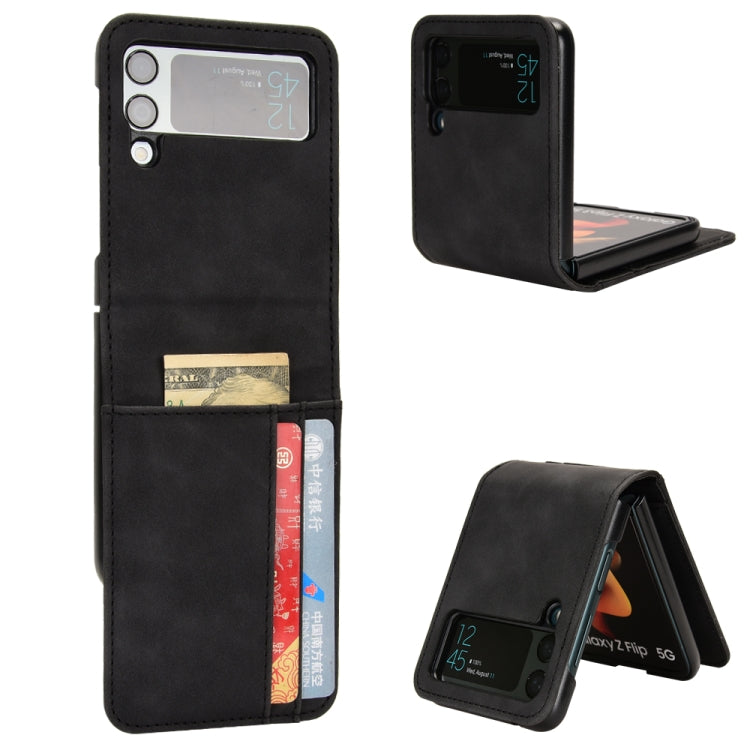 Skin-feeling Half-split External Card Slot Folding Phone Case, For Samsung Galaxy Z Flip3 5G, For Samsung Galaxy Z Flip4 5G