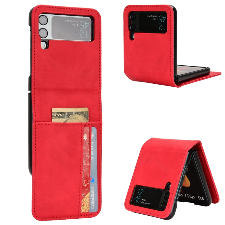 Skin-feeling Half-split External Card Slot Folding Phone Case, For Samsung Galaxy Z Flip3 5G, For Samsung Galaxy Z Flip4 5G