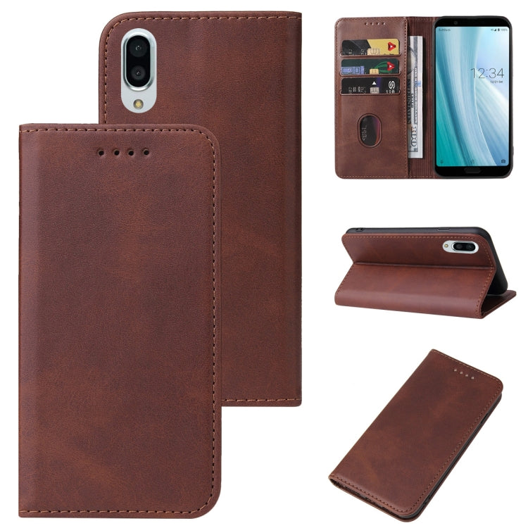Magnetic Closure Leather Phone Case, For Sharp Aquos R2, For Sharp Aquos R7 / P7, For Sharp Aquos S3, For Sharp Aquos Sense 4, For Sharp Aquos Sense 4 Lite, For Sharp Aquos Sense 6, For Sharp Simple Sumaho 6A 201SH, For Sharp Aquos V6 / V6 Plus        ...