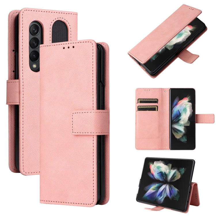 Lambskin Flip Leather Phone Case with Pen Slot, For Samsung Galaxy Z Fold4