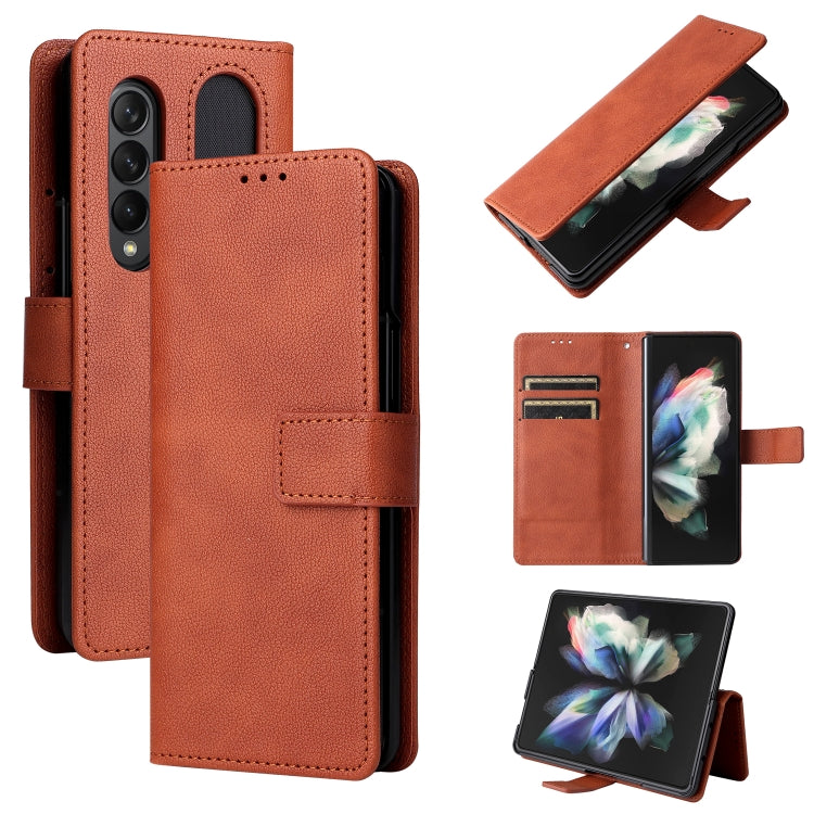 Lambskin Flip Leather Phone Case with Pen Slot, For Samsung Galaxy Z Fold4