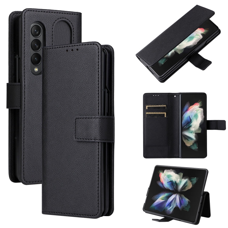 Lambskin Flip Leather Phone Case with Pen Slot, For Samsung Galaxy Z Fold4