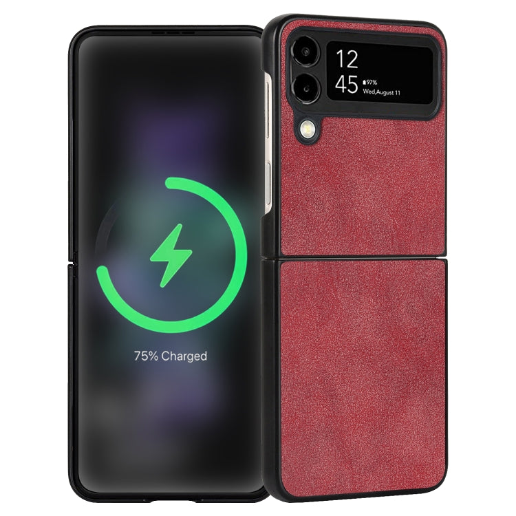 Lambskin Texture Leather Folded Phone Case, For Samsung Galaxy Z Flip4, For Samsung Galaxy Z Flip3 5G