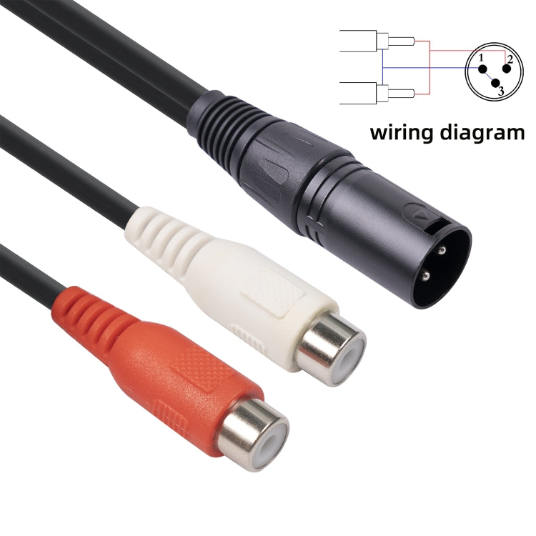 3713 3pin XLR Male to 2 x RCA Female Audio Cable, Length: 20cm, XLR M to 2 x RCA F