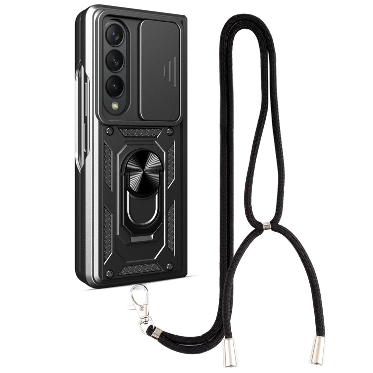 Lanyard Slide Camshield Ring Phone Case, For Samsung Galaxy Z Fold4