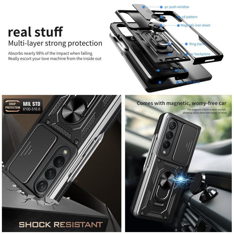 Lanyard Slide Camshield Ring Phone Case, For Samsung Galaxy Z Fold4