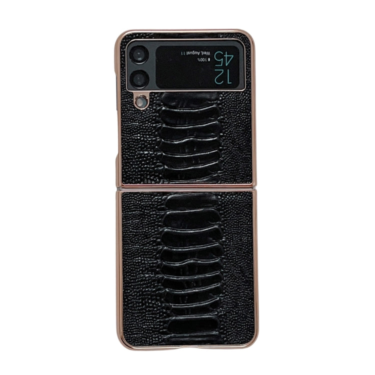 Genuine Leather Weilai Series Nano Electroplating Phone Case, For Samsung Galaxy Z Flip4 5G, For Samsung Galaxy Z Flip3 5G