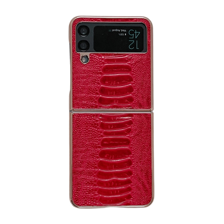 Genuine Leather Weilai Series Nano Electroplating Phone Case, For Samsung Galaxy Z Flip4 5G, For Samsung Galaxy Z Flip3 5G