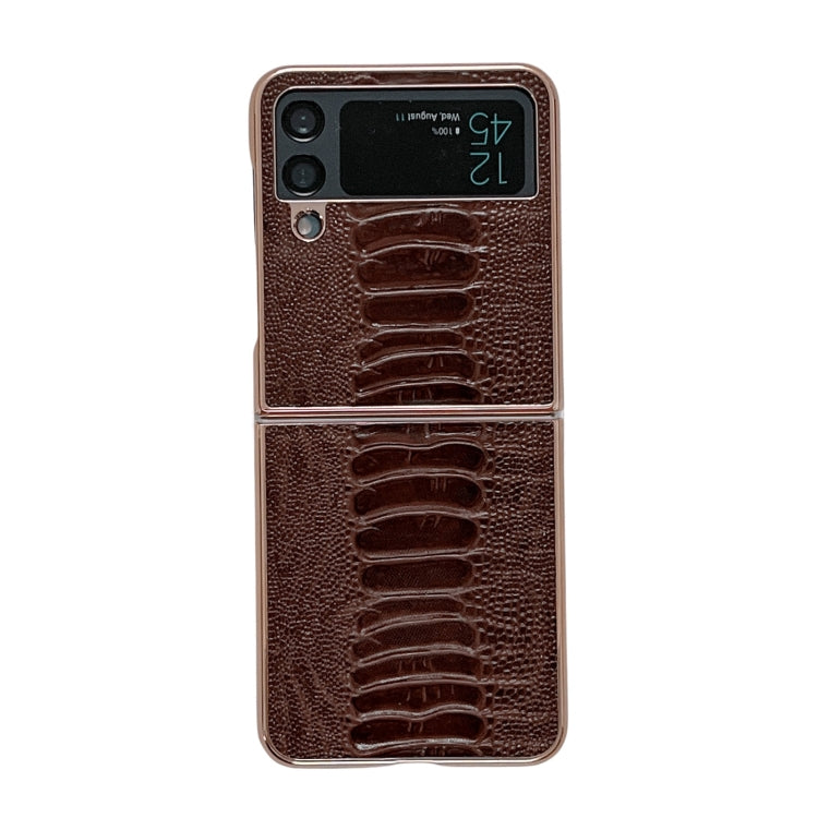 Genuine Leather Weilai Series Nano Electroplating Phone Case, For Samsung Galaxy Z Flip4 5G, For Samsung Galaxy Z Flip3 5G