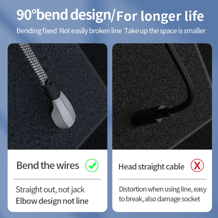 3A USB-C/Type-C to USB-C/Type-C Elbow Fast Charge Data Cable, 3A Type-C to Type-C 1.2m, 3A Type-C to Type-C 2m