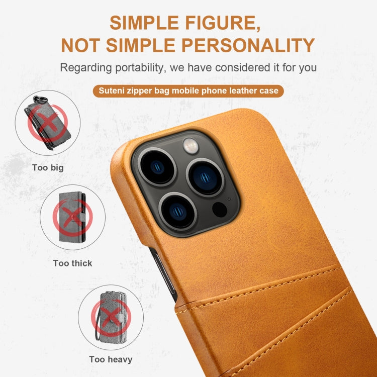 Suteni Calf Texture Card Slots Phone Case, For iPhone 14 Pro Max