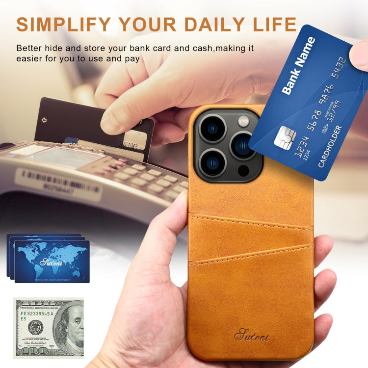 Suteni Calf Texture Card Slots Phone Case, For iPhone 14 Pro Max