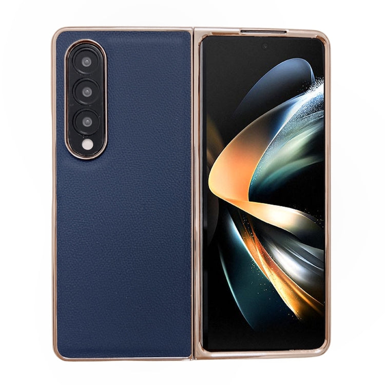 Genuine Leather Luolai Series Nano Plating Phone Case, For Samsung Galaxy Z Fold4 5G, For Samsung Galaxy Z Fold3 5G