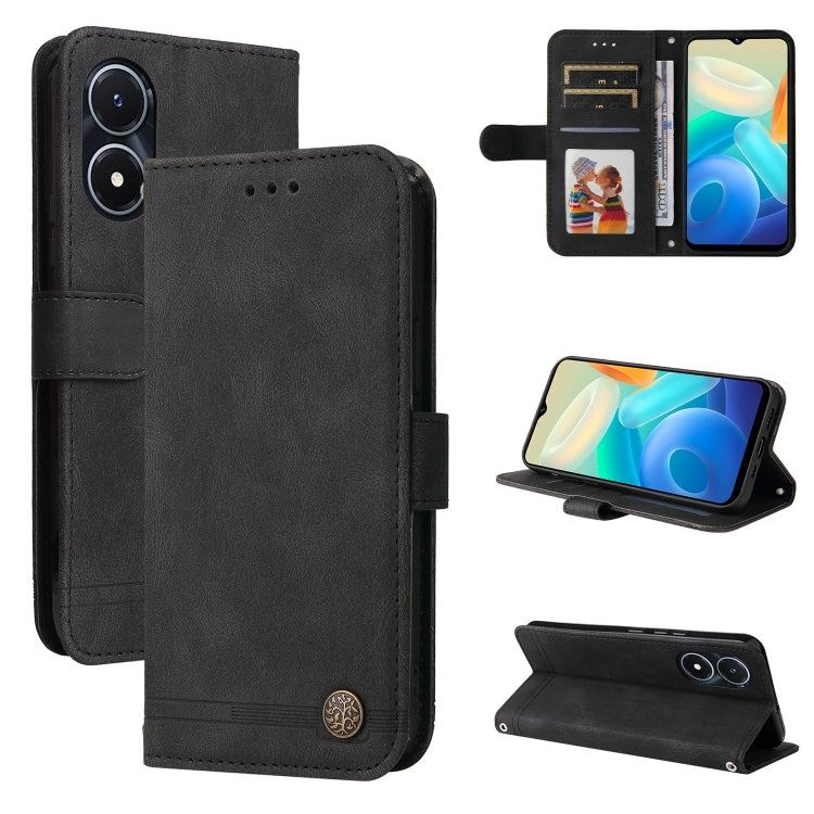 Skin Feel Life Tree Metal Button Leather Phone Case, For vivo Y02s, For vivo Y75 4G / S10e, For vivo Y77 5G, For Xiaomi Poco C40, For Xiaomi Poco M4 5G