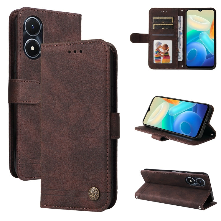 Skin Feel Life Tree Metal Button Leather Phone Case, For vivo Y02s, For vivo Y75 4G / S10e, For vivo Y77 5G, For Xiaomi Poco C40, For Xiaomi Poco M4 5G