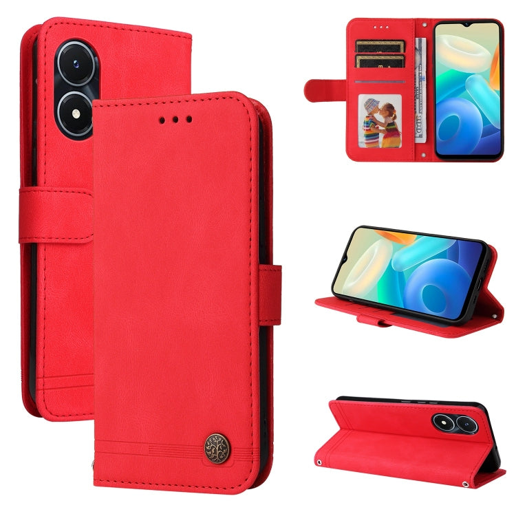 Skin Feel Life Tree Metal Button Leather Phone Case, For vivo Y02s, For vivo Y75 4G / S10e, For vivo Y77 5G, For Xiaomi Poco C40, For Xiaomi Poco M4 5G