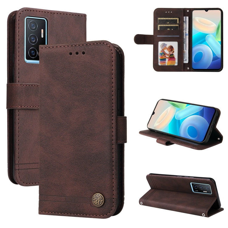 Skin Feel Life Tree Metal Button Leather Phone Case, For vivo Y02s, For vivo Y75 4G / S10e, For vivo Y77 5G, For Xiaomi Poco C40, For Xiaomi Poco M4 5G