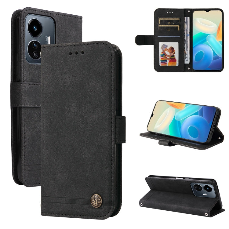 Skin Feel Life Tree Metal Button Leather Phone Case, For vivo Y02s, For vivo Y75 4G / S10e, For vivo Y77 5G, For Xiaomi Poco C40, For Xiaomi Poco M4 5G