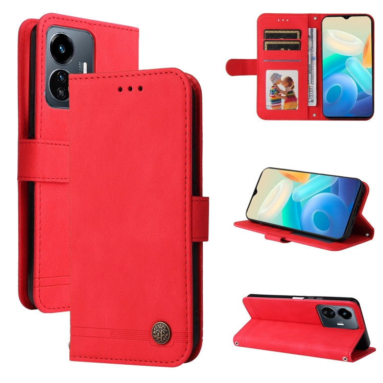 Skin Feel Life Tree Metal Button Leather Phone Case, For vivo Y02s, For vivo Y75 4G / S10e, For vivo Y77 5G, For Xiaomi Poco C40, For Xiaomi Poco M4 5G