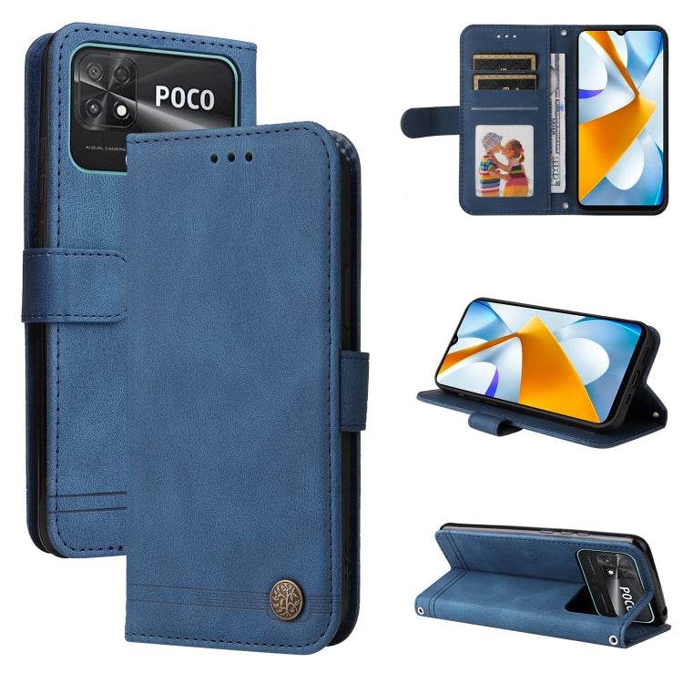 Skin Feel Life Tree Metal Button Leather Phone Case, For vivo Y02s, For vivo Y75 4G / S10e, For vivo Y77 5G, For Xiaomi Poco C40, For Xiaomi Poco M4 5G
