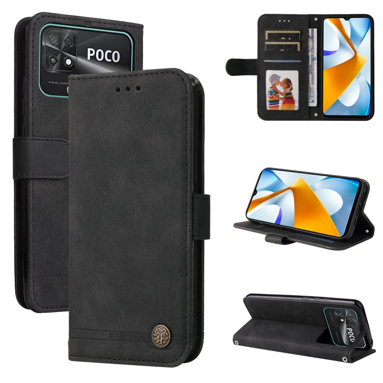 Skin Feel Life Tree Metal Button Leather Phone Case, For vivo Y02s, For vivo Y75 4G / S10e, For vivo Y77 5G, For Xiaomi Poco C40, For Xiaomi Poco M4 5G