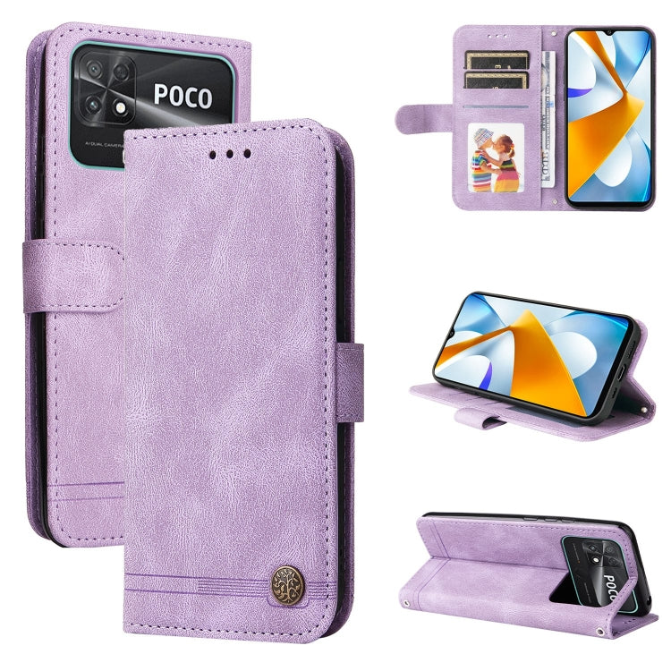 Skin Feel Life Tree Metal Button Leather Phone Case, For vivo Y02s, For vivo Y75 4G / S10e, For vivo Y77 5G, For Xiaomi Poco C40, For Xiaomi Poco M4 5G