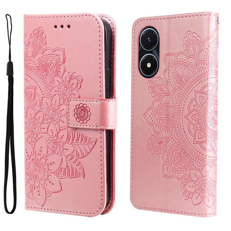 7-petal Flowers Embossing Leather Phone Case, For vivo Y02s, For vivo Y75 4G / S10e, For vivo Y77 5G, For Xiaomi Poco C40, For Xiaomi Poco M4 5G