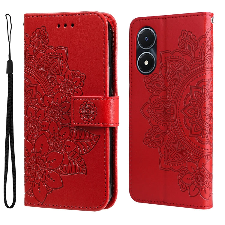 7-petal Flowers Embossing Leather Phone Case, For vivo Y02s, For vivo Y75 4G / S10e, For vivo Y77 5G, For Xiaomi Poco C40, For Xiaomi Poco M4 5G