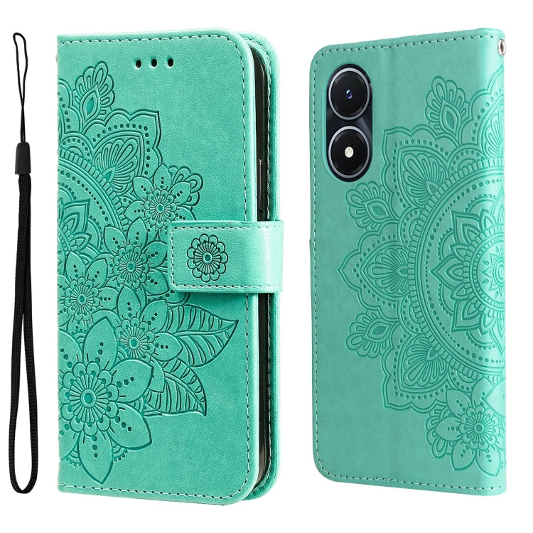 7-petal Flowers Embossing Leather Phone Case, For vivo Y02s, For vivo Y75 4G / S10e, For vivo Y77 5G, For Xiaomi Poco C40, For Xiaomi Poco M4 5G
