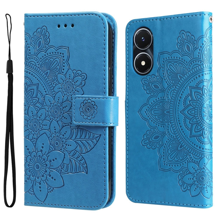 7-petal Flowers Embossing Leather Phone Case, For vivo Y02s, For vivo Y75 4G / S10e, For vivo Y77 5G, For Xiaomi Poco C40, For Xiaomi Poco M4 5G