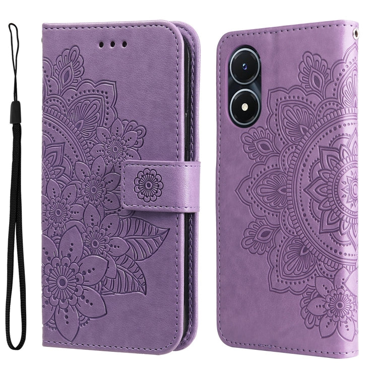 7-petal Flowers Embossing Leather Phone Case, For vivo Y02s, For vivo Y75 4G / S10e, For vivo Y77 5G, For Xiaomi Poco C40, For Xiaomi Poco M4 5G