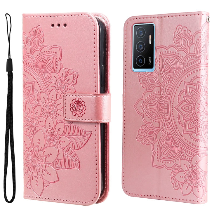 7-petal Flowers Embossing Leather Phone Case, For vivo Y02s, For vivo Y75 4G / S10e, For vivo Y77 5G, For Xiaomi Poco C40, For Xiaomi Poco M4 5G