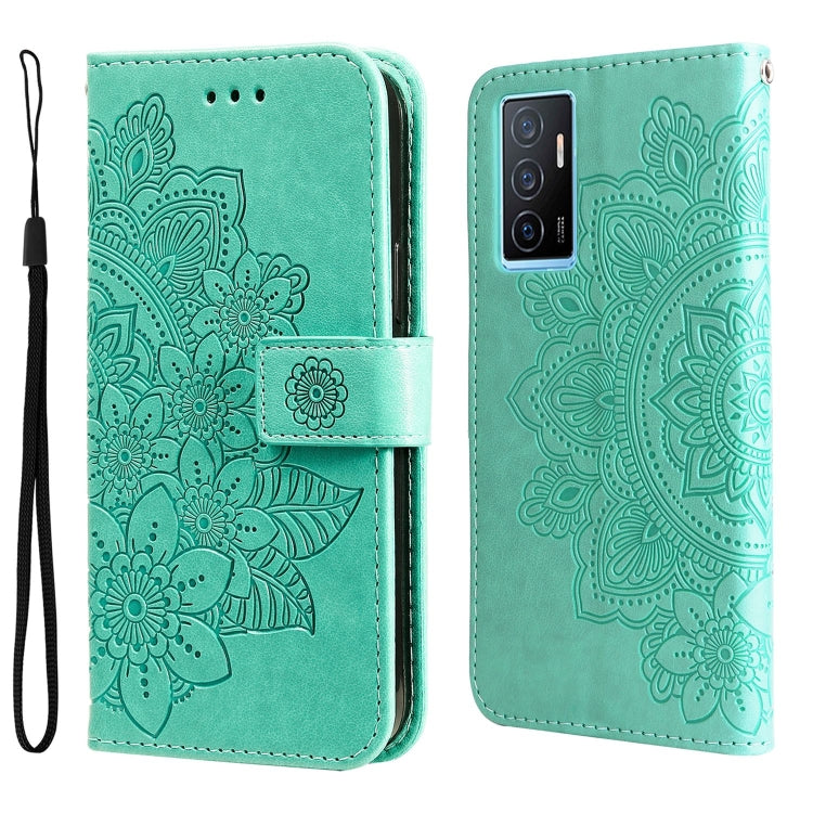 7-petal Flowers Embossing Leather Phone Case, For vivo Y02s, For vivo Y75 4G / S10e, For vivo Y77 5G, For Xiaomi Poco C40, For Xiaomi Poco M4 5G