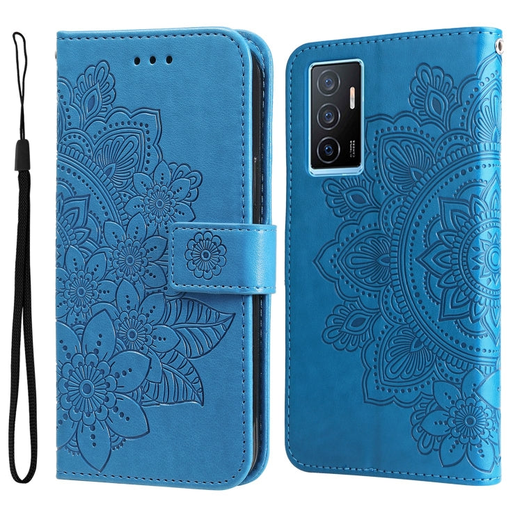7-petal Flowers Embossing Leather Phone Case, For vivo Y02s, For vivo Y75 4G / S10e, For vivo Y77 5G, For Xiaomi Poco C40, For Xiaomi Poco M4 5G