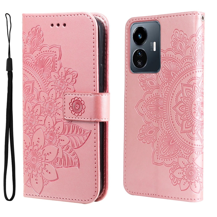 7-petal Flowers Embossing Leather Phone Case, For vivo Y02s, For vivo Y75 4G / S10e, For vivo Y77 5G, For Xiaomi Poco C40, For Xiaomi Poco M4 5G
