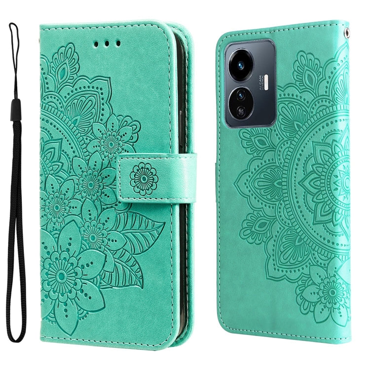 7-petal Flowers Embossing Leather Phone Case, For vivo Y02s, For vivo Y75 4G / S10e, For vivo Y77 5G, For Xiaomi Poco C40, For Xiaomi Poco M4 5G