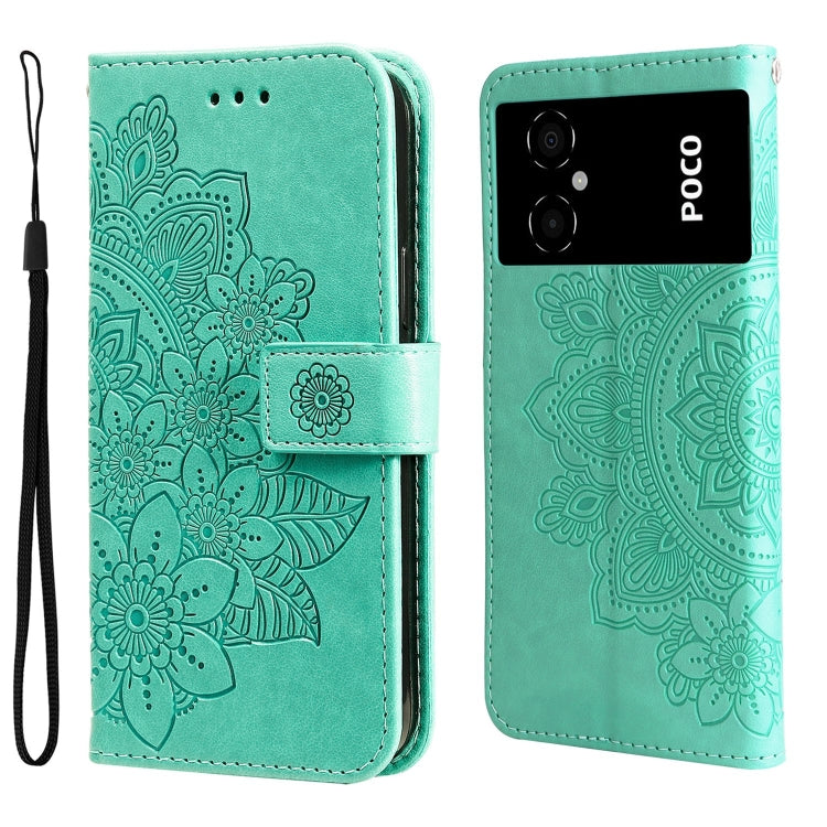 7-petal Flowers Embossing Leather Phone Case, For vivo Y02s, For vivo Y75 4G / S10e, For vivo Y77 5G, For Xiaomi Poco C40, For Xiaomi Poco M4 5G