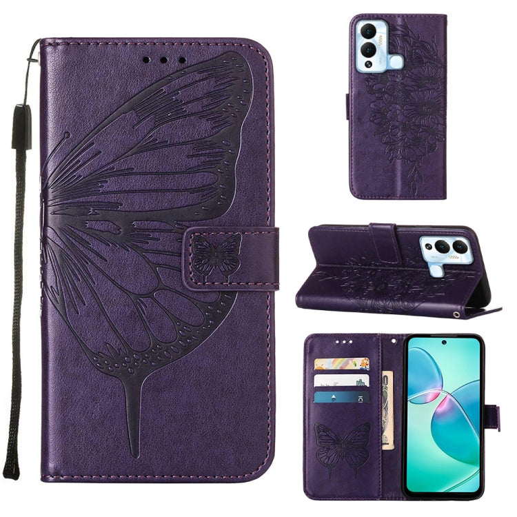 Embossed Butterfly Flip Leather Phone Case, For Infinix Hot 12 Play/Hot 12 Play NFC X6816C, For Infinix Hot 12i X665, For Infinix Hot 12 X6817, For Infinix Note 12 Pro 4G, For Infinix Note 12 Pro 5G, For Infinix Note 12 G96