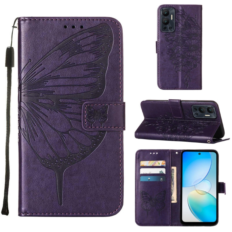 Embossed Butterfly Flip Leather Phone Case, For Infinix Hot 12 Play/Hot 12 Play NFC X6816C, For Infinix Hot 12i X665, For Infinix Hot 12 X6817, For Infinix Note 12 Pro 4G, For Infinix Note 12 Pro 5G, For Infinix Note 12 G96