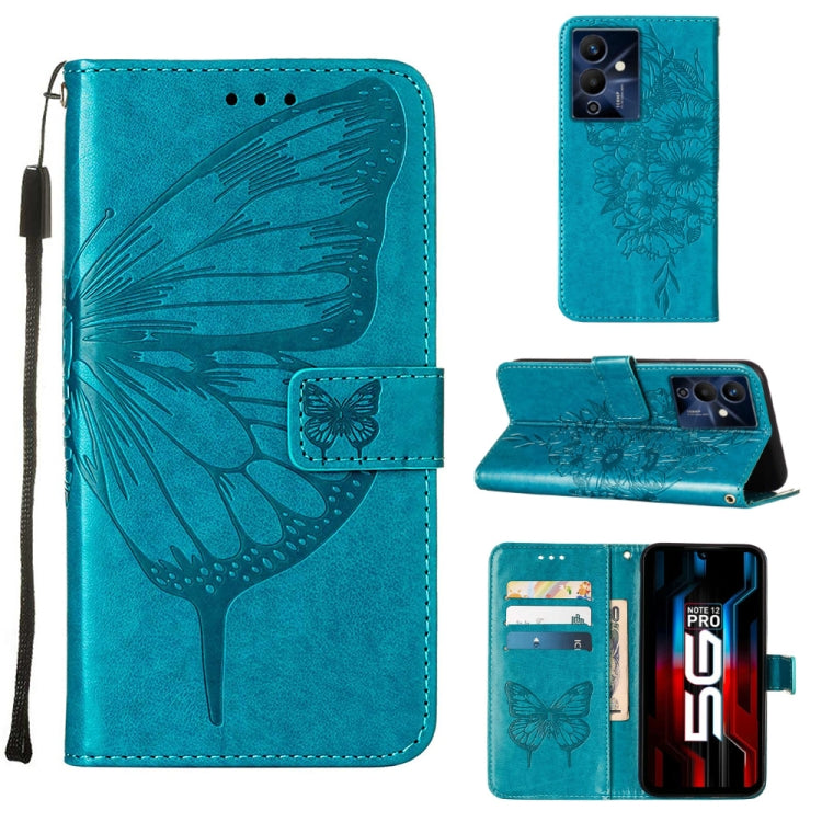 Embossed Butterfly Flip Leather Phone Case, For Infinix Hot 12 Play/Hot 12 Play NFC X6816C, For Infinix Hot 12i X665, For Infinix Hot 12 X6817, For Infinix Note 12 Pro 4G, For Infinix Note 12 Pro 5G, For Infinix Note 12 G96