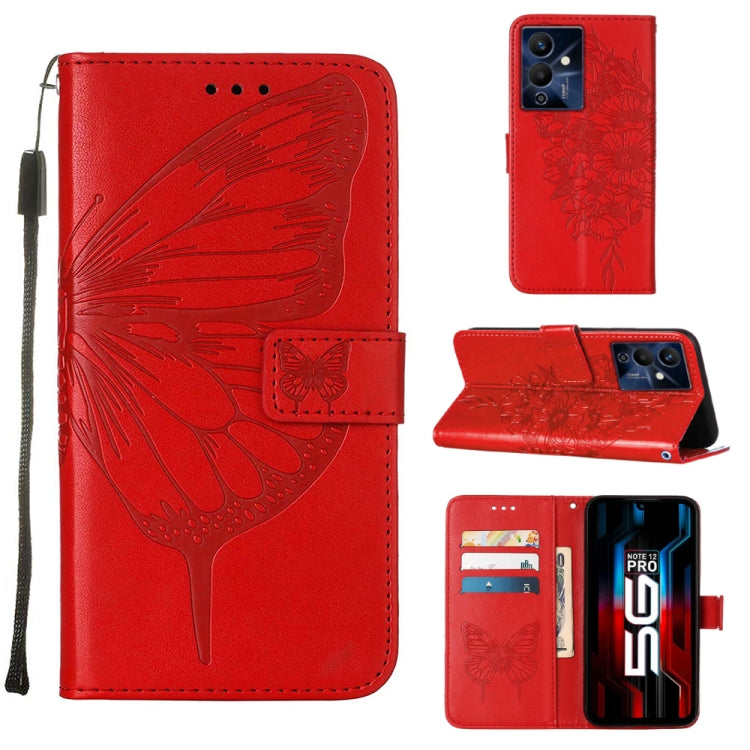 Embossed Butterfly Flip Leather Phone Case, For Infinix Hot 12 Play/Hot 12 Play NFC X6816C, For Infinix Hot 12i X665, For Infinix Hot 12 X6817, For Infinix Note 12 Pro 4G, For Infinix Note 12 Pro 5G, For Infinix Note 12 G96