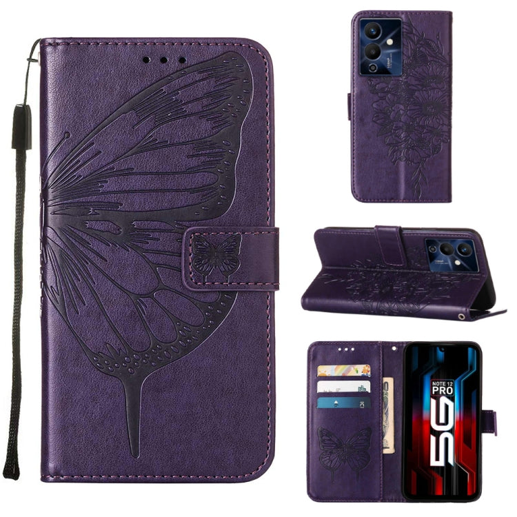 Embossed Butterfly Flip Leather Phone Case, For Infinix Hot 12 Play/Hot 12 Play NFC X6816C, For Infinix Hot 12i X665, For Infinix Hot 12 X6817, For Infinix Note 12 Pro 4G, For Infinix Note 12 Pro 5G, For Infinix Note 12 G96