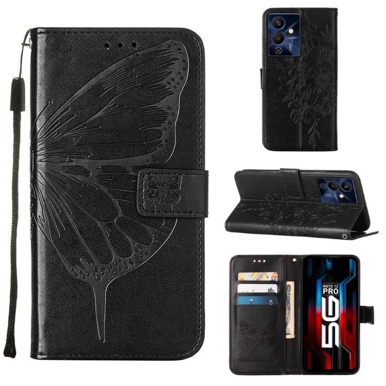 Embossed Butterfly Flip Leather Phone Case, For Infinix Hot 12 Play/Hot 12 Play NFC X6816C, For Infinix Hot 12i X665, For Infinix Hot 12 X6817, For Infinix Note 12 Pro 4G, For Infinix Note 12 Pro 5G, For Infinix Note 12 G96