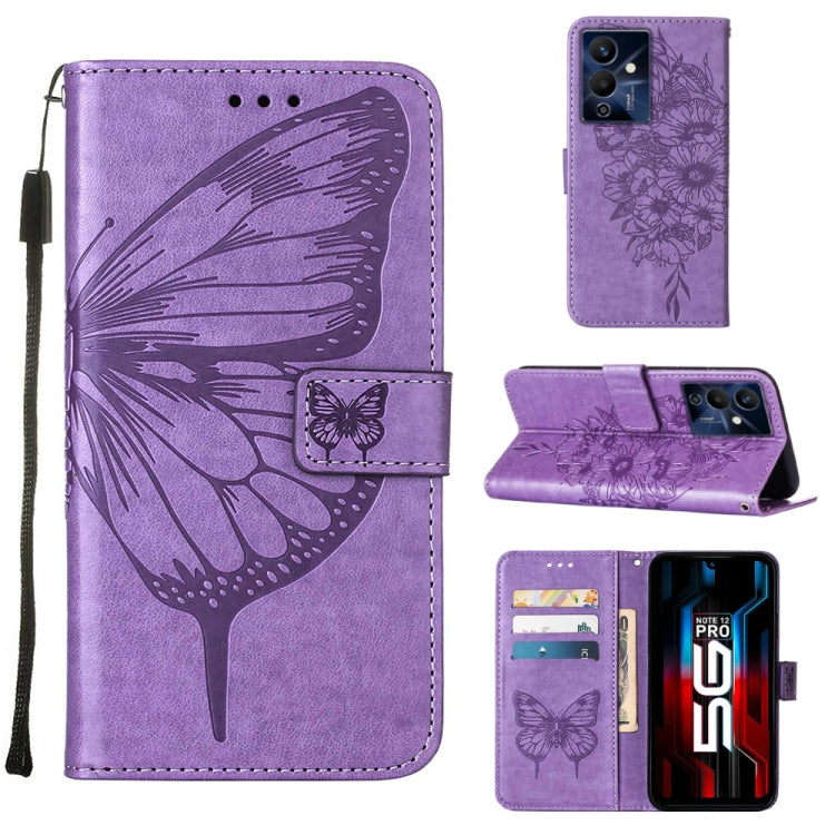 Embossed Butterfly Flip Leather Phone Case, For Infinix Hot 12 Play/Hot 12 Play NFC X6816C, For Infinix Hot 12i X665, For Infinix Hot 12 X6817, For Infinix Note 12 Pro 4G, For Infinix Note 12 Pro 5G, For Infinix Note 12 G96